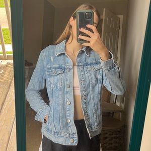 Distressed light denim jacket